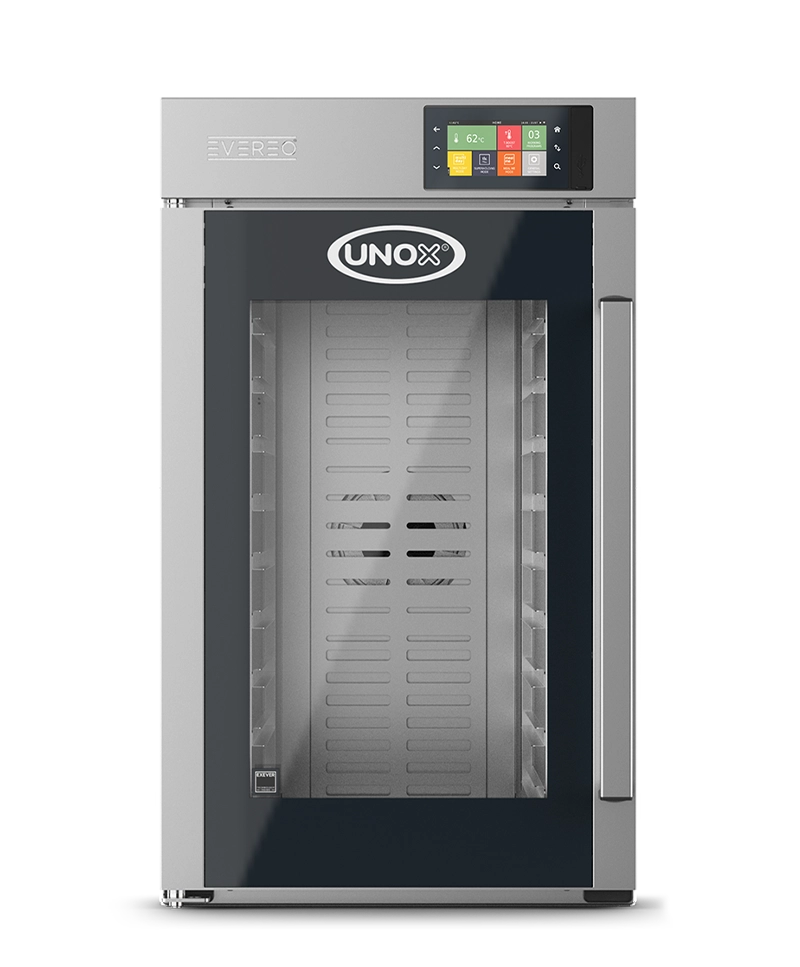 Unox Evereo, um elegante conservador de alimentos quente com display touchscreen intuitivo.